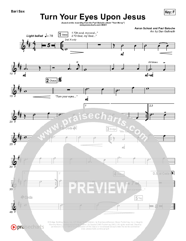 Turn Your Eyes Upon Jesus (We Turn) Bari Sax (Paul Baloche)