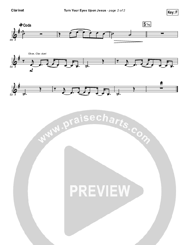 Turn Your Eyes Upon Jesus (We Turn) Clarinet (Paul Baloche)