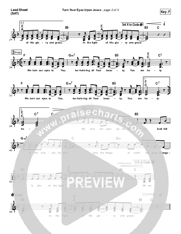 Turn Your Eyes Upon Jesus (We Turn) Lead Sheet (SAT) (Paul Baloche)