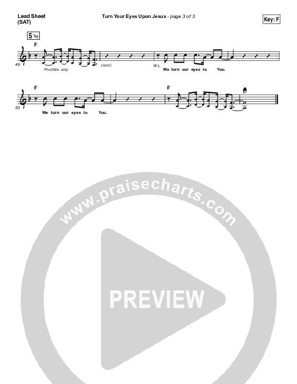 Turn Your Eyes Upon Jesus (We Turn) Lead Sheet (SAT) (Paul Baloche)