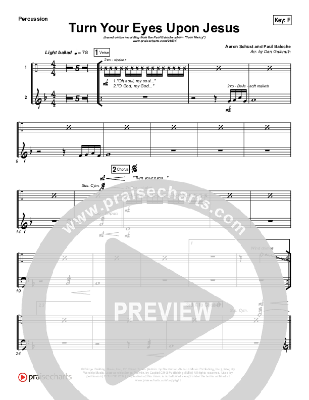 Turn Your Eyes Upon Jesus (We Turn) Percussion (Paul Baloche)