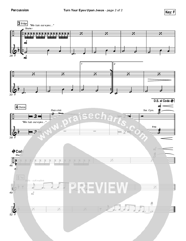 Turn Your Eyes Upon Jesus (We Turn) Percussion (Paul Baloche)