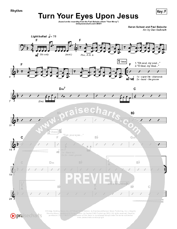 Turn Your Eyes Upon Jesus (We Turn) Rhythm Chart (Paul Baloche)