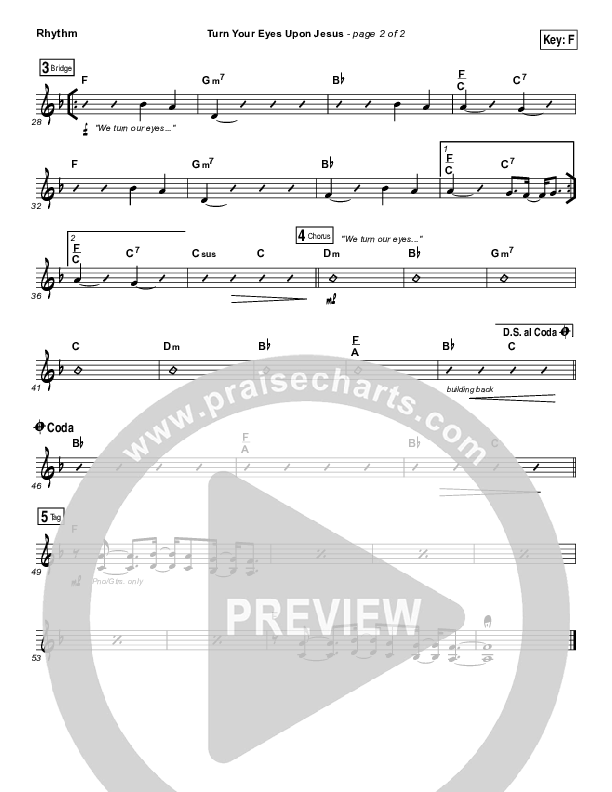 Turn Your Eyes Upon Jesus (We Turn) Rhythm Chart (Paul Baloche)