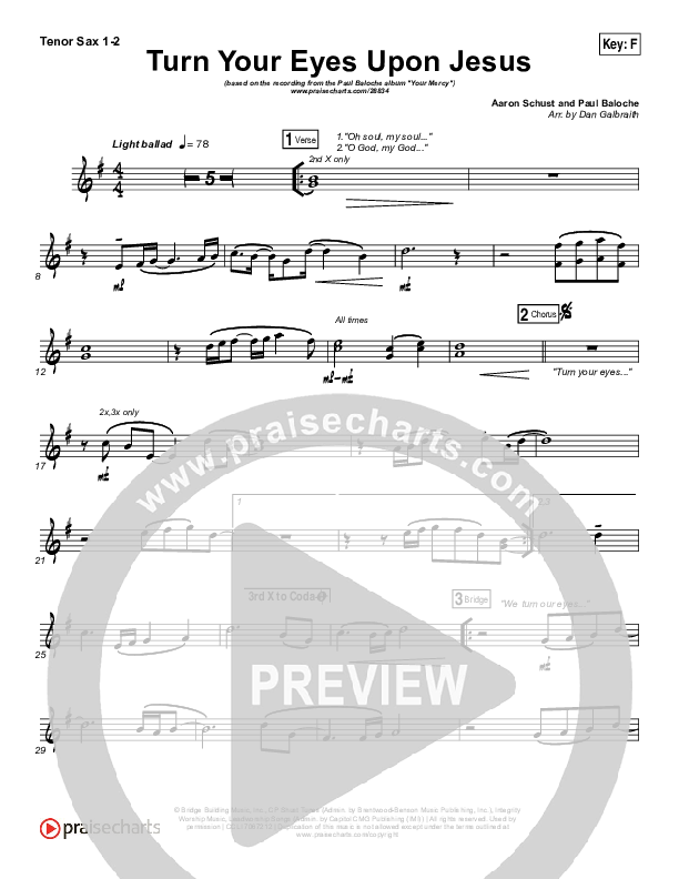 Turn Your Eyes Upon Jesus (We Turn) Tenor Sax 1/2 (Paul Baloche)