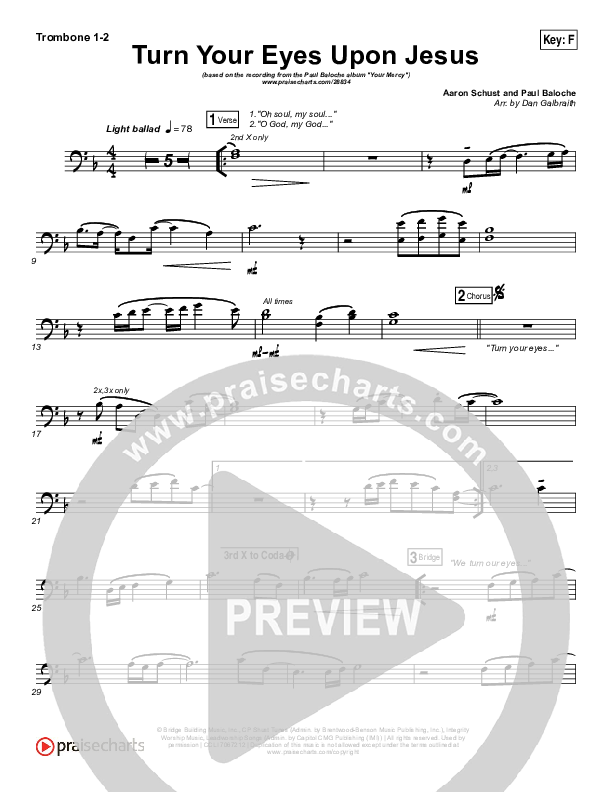 Turn Your Eyes Upon Jesus (We Turn) Trombone 1/2 (Paul Baloche)