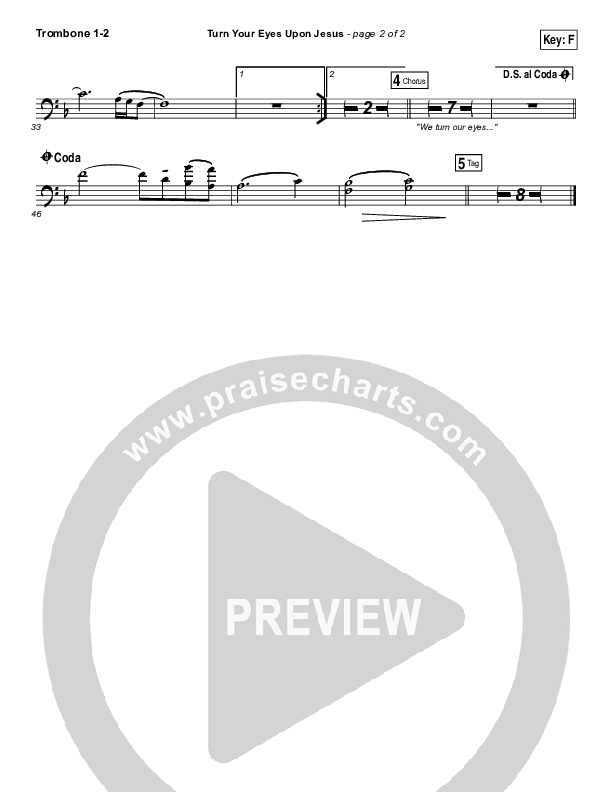 Turn Your Eyes Upon Jesus (We Turn) Trombone 1/2 (Paul Baloche)