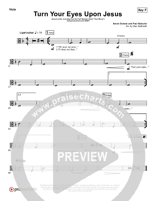 Turn Your Eyes Upon Jesus (We Turn) Viola (Paul Baloche)