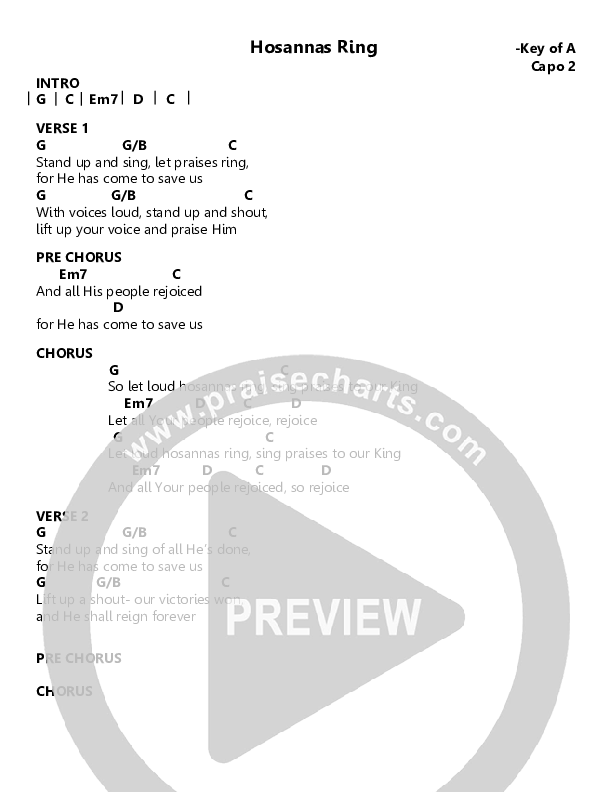 Hosanna's Ring Chords & Lyrics (Joe Weaver)