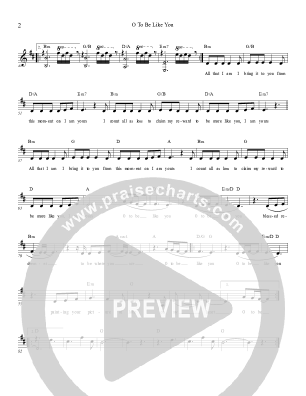 O To Be Like You Lead Sheet (Emilie Kirkpatrick / Rich Kirkpatrick)