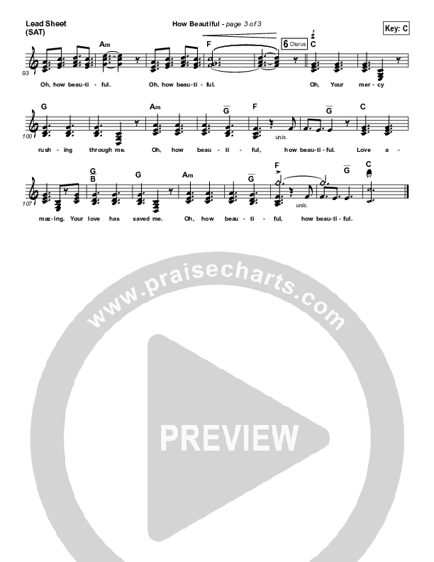 How Beautiful Lead Sheet (Mosaic MSC)