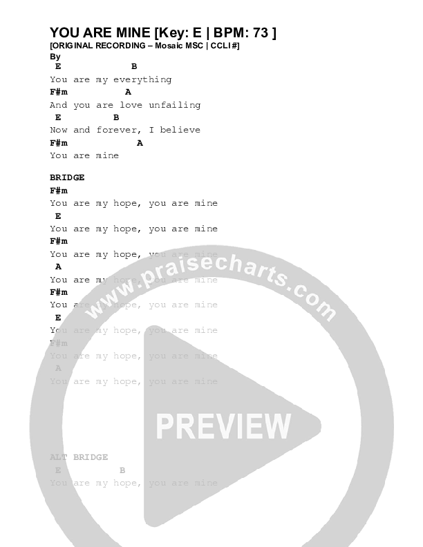 You Are Mine Chord Chart (Mosaic MSC)