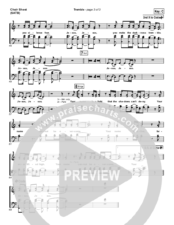 Tremble Choir Vocals (SATB) (Mosaic MSC)