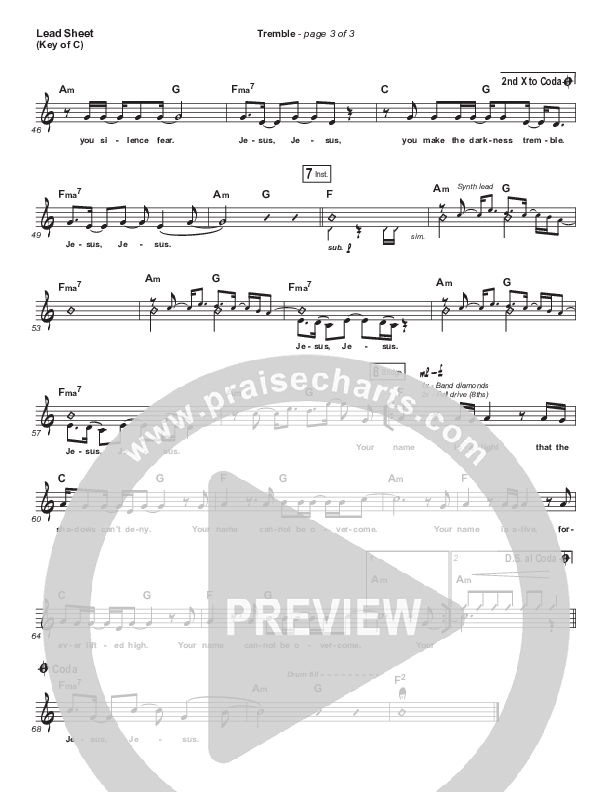 Tremble Lead Sheet (Melody) (Mosaic MSC)