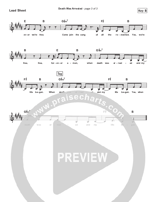 Death Was Arrested (Simplified) Lead Sheet (North Point Worship)