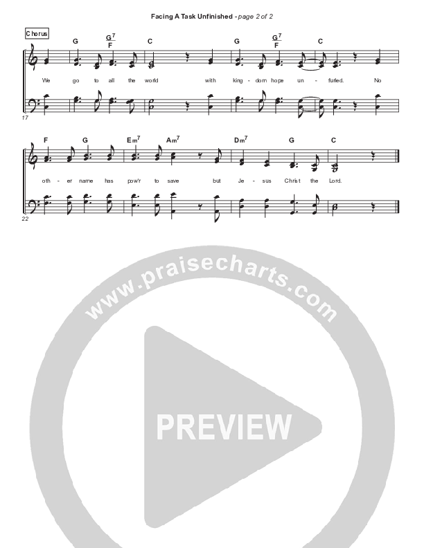 Facing A Task Unfinished (Version 1) (Simplified) Hymn Sheet (Keith & Kristyn Getty)