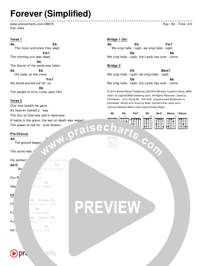 Forever (Simplified) Chords PDF (Kari Jobe) PraiseCharts