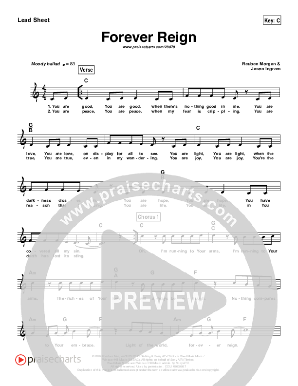 Forever Reign Lead Sheet (Melody) (Hillsong Worship)