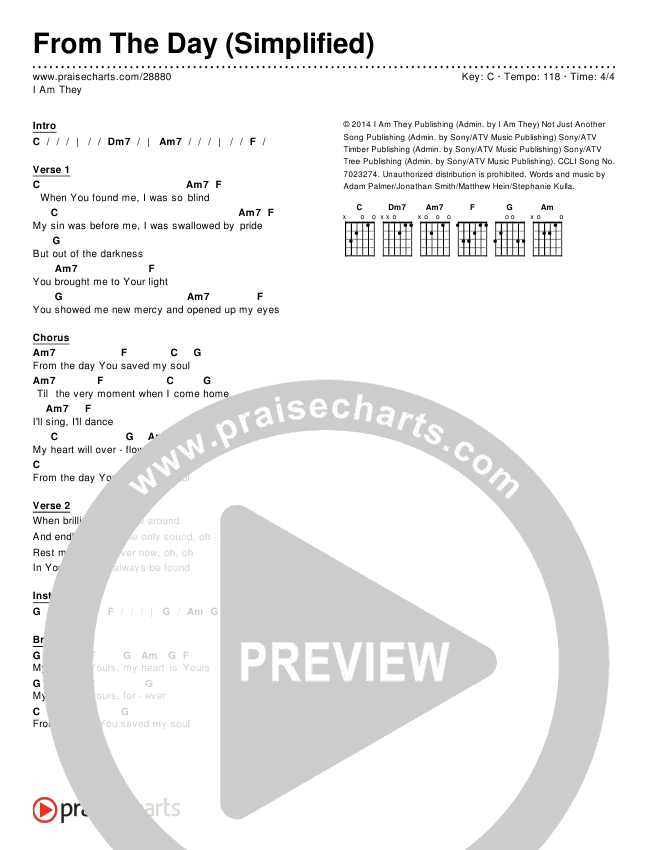 From The Day Chord Chart (I Am They)