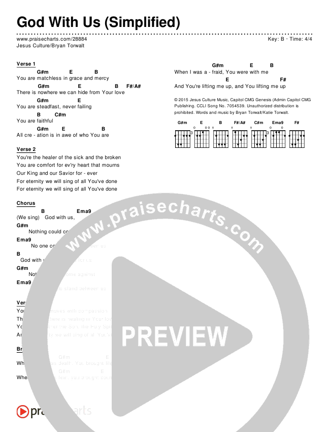 God With Us Chord Chart (Jesus Culture / Bryan Torwalt)