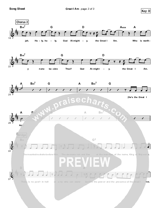Great I Am Lead Sheet (New Life Worship)