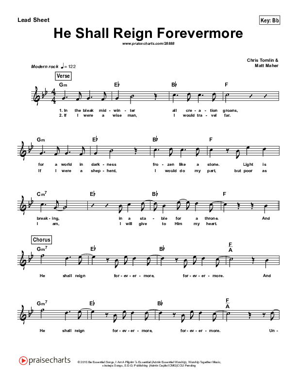 He Shall Reign Forevermore (Simplified) Lead Sheet (Chris Tomlin)