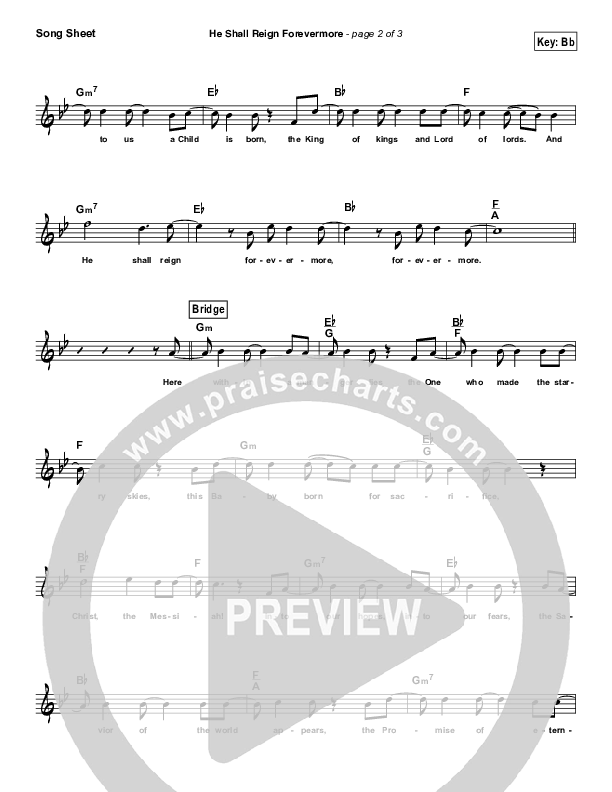 He Shall Reign Forevermore (Simplified) Lead Sheet (Chris Tomlin)