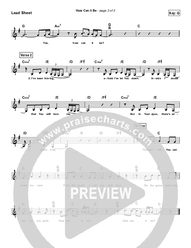 How Can It Be Lead Sheet (Lauren Daigle)