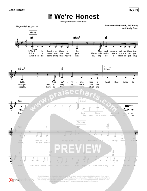 If We're Honest Lead Sheet (Francesca Battistelli)