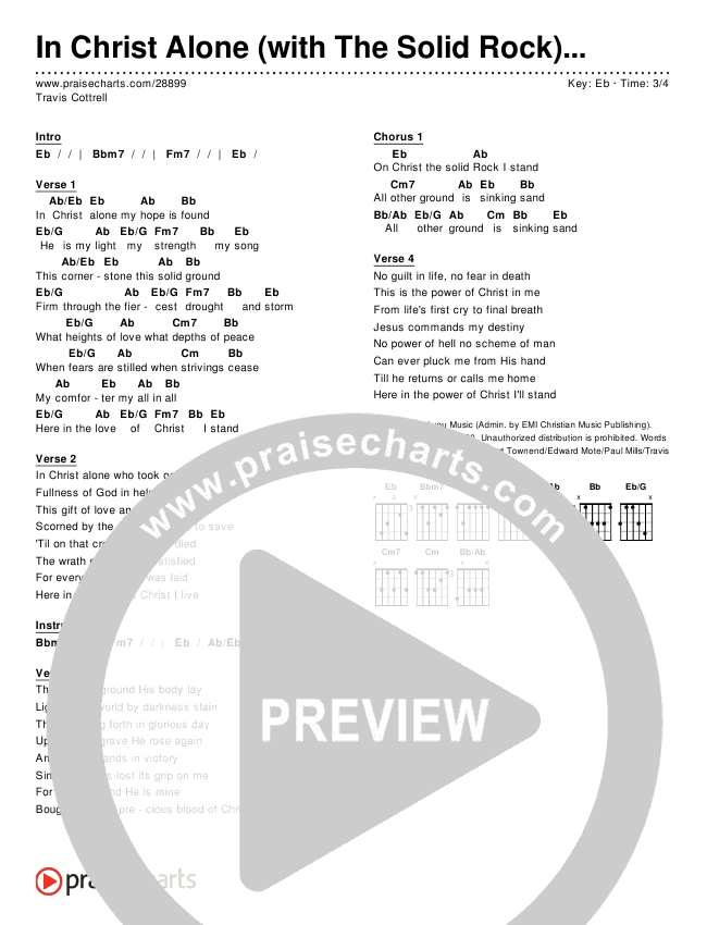 In Christ Alone (Simplified) Chord Chart (Travis Cottrell)