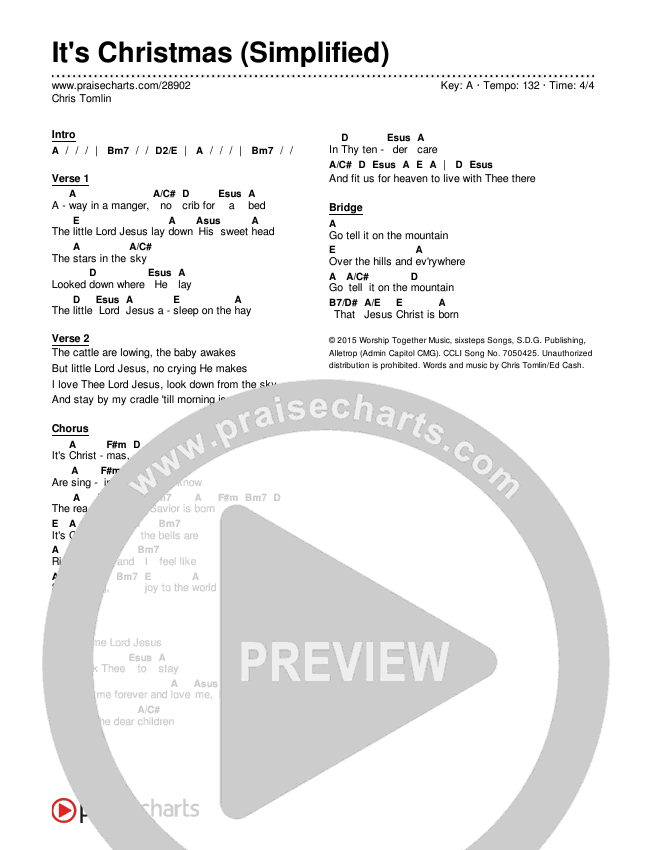 It's Christmas Chord Chart (Chris Tomlin)