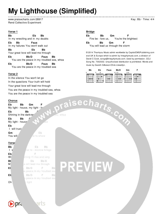 My Lighthouse (Simplified) Chords (Rend Collective) - PraiseCharts