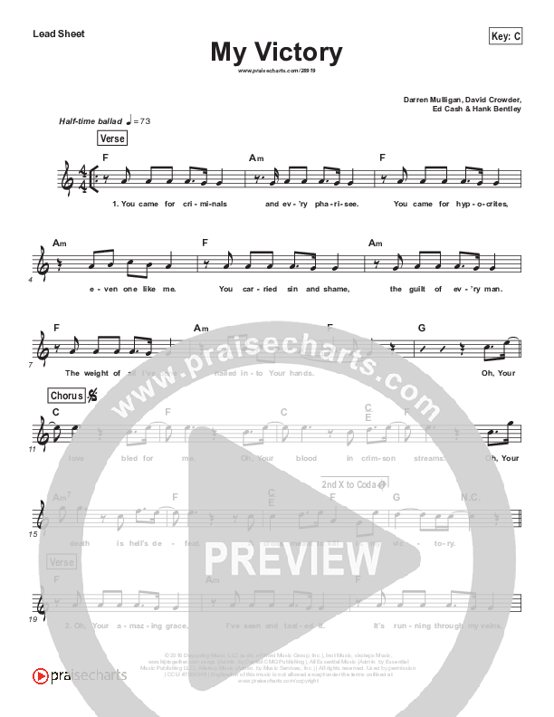 My Victory Lead Sheet (Melody) (David Crowder / Passion)