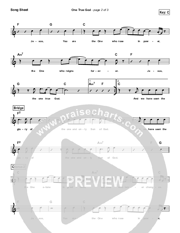 One True God Lead Sheet (Steven Curtis Chapman / Chris Tomlin)