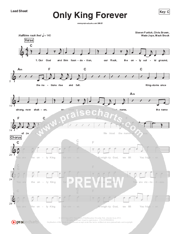 Only King Forever Lead Sheet (Elevation Worship)