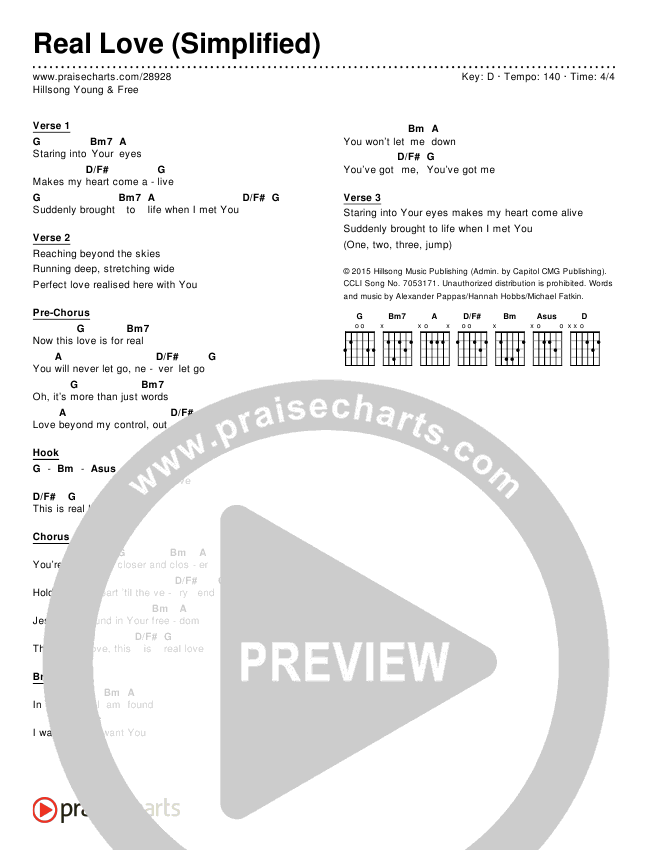 Real Love Chord Chart (Hillsong Young & Free)