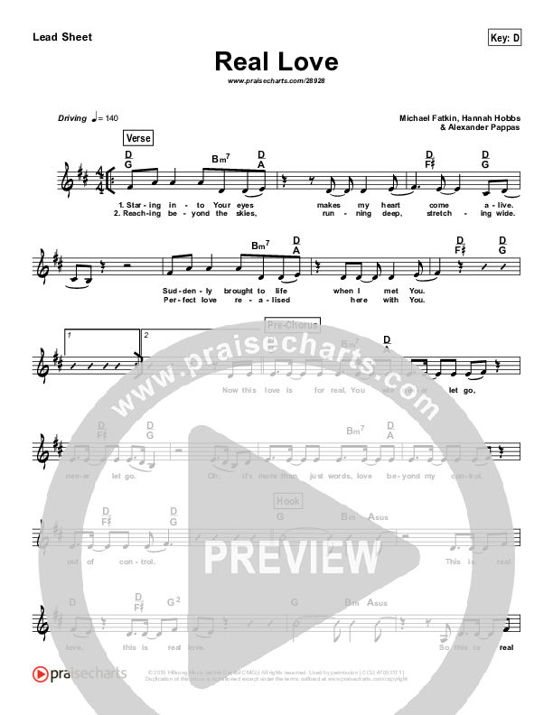 Real Love Lead Sheet (Hillsong Young & Free)
