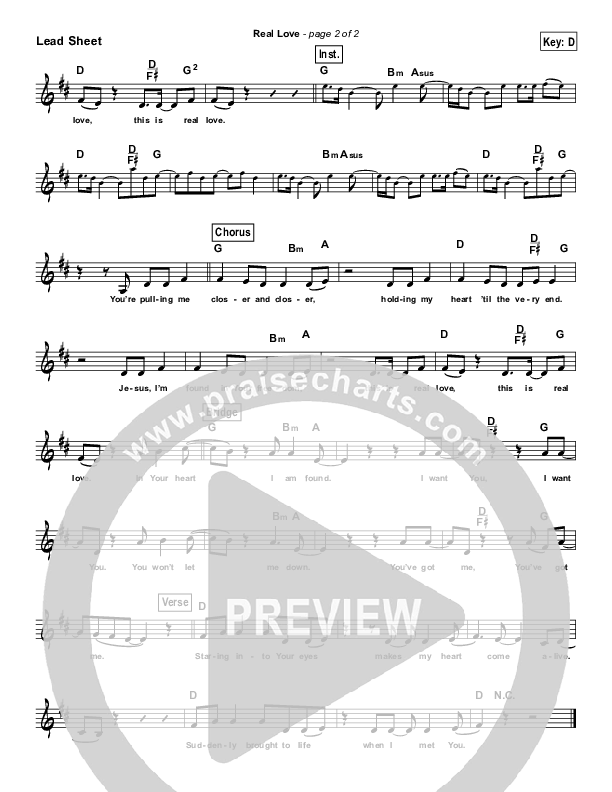 Real Love Lead Sheet (Hillsong Young & Free)