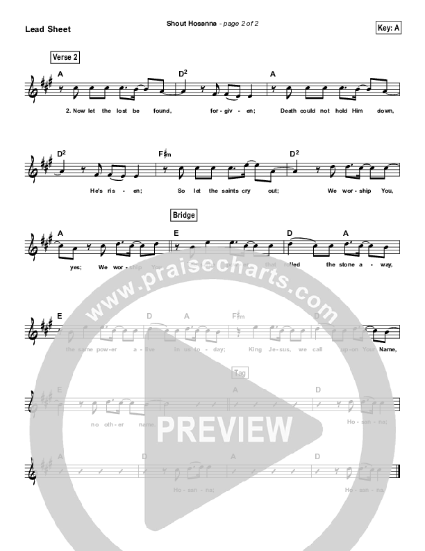 Shout Hosanna Lead Sheet (Melody) (Kristian Stanfill / Passion)