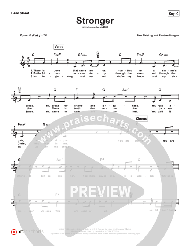 Stronger (Simplified) Lead Sheet (Hillsong Worship)