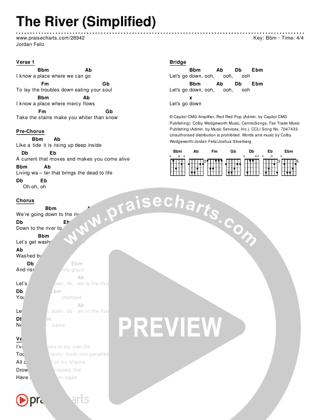 Et bestemt Bekræfte sendt The River (Simplified) Chords PDF (Jordan Feliz) - PraiseCharts