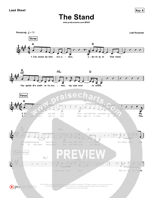 The Stand (Simplified) Lead Sheet (Hillsong UNITED)