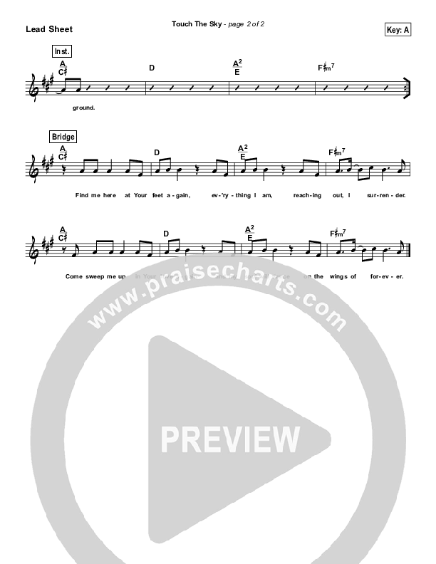 Touch The Sky (Simplified) Lead Sheet (Hillsong UNITED)
