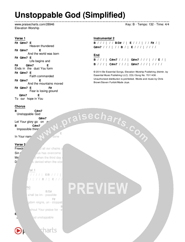 Unstoppable God Chord Chart (Elevation Worship)