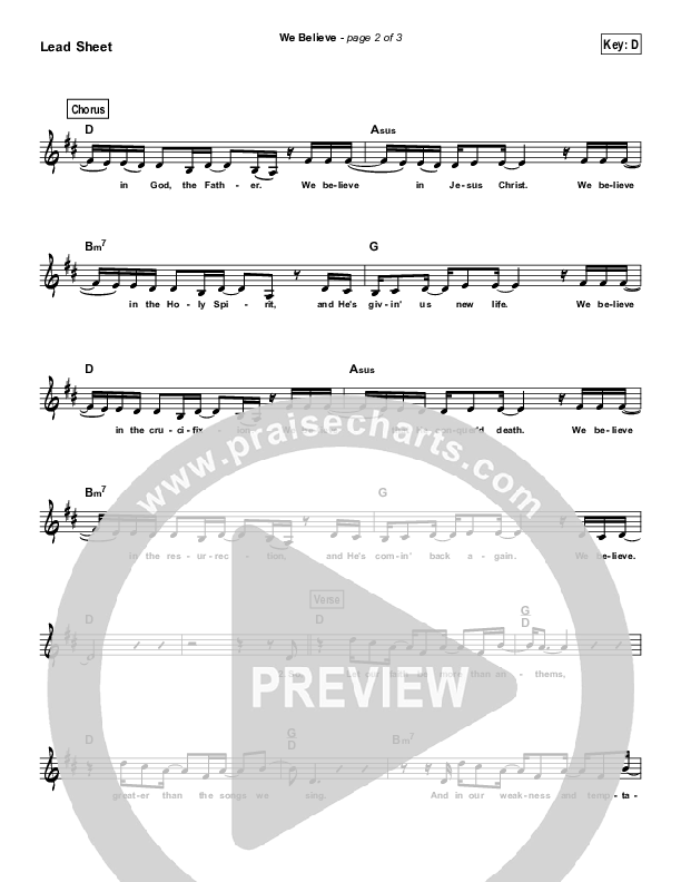 We Believe Lead Sheet (Newsboys)