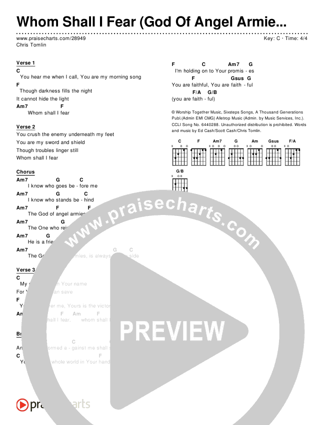 Whom Shall I Fear (God Of Angel Armies) (Simplified) Chord Chart (Chris Tomlin)