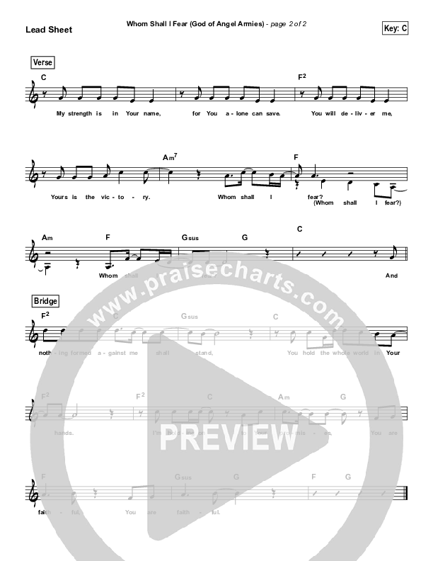 Whom Shall I Fear (God Of Angel Armies) Lead Sheet (Melody) (Chris Tomlin)