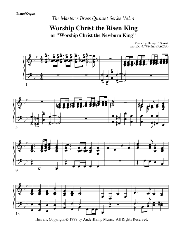 Worship Christ The Risen King Piano Sheet (AnderKamp Music)