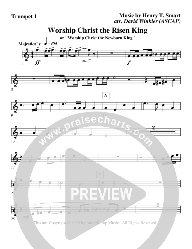Worship Christ The Risen King Trumpet 1 (AnderKamp Music)