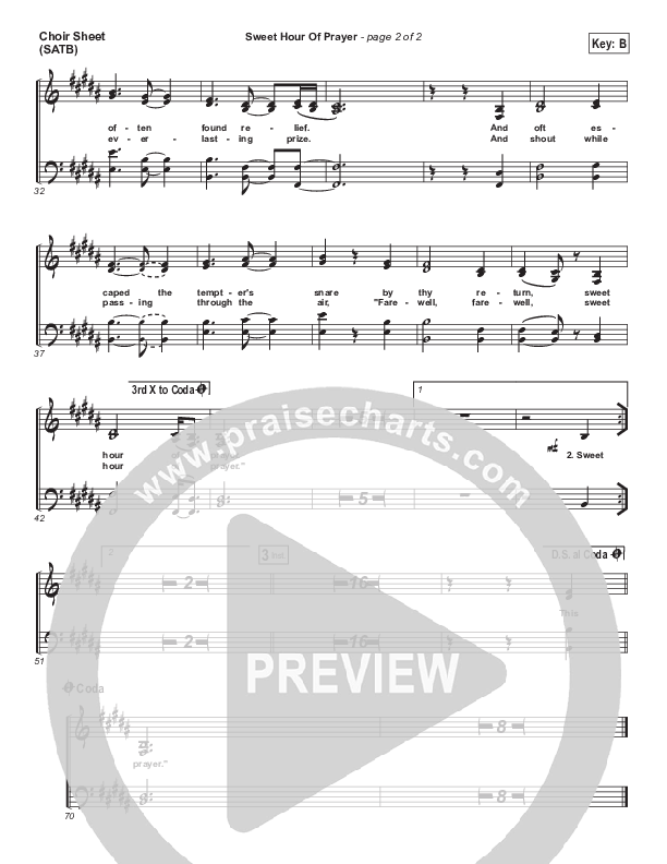 Sweet Hour Of Prayer Choir Sheet (SATB) (Casting Crowns)